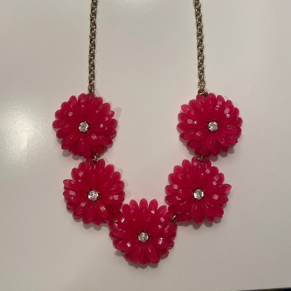 J. CREW PINK FLOWER STATEMENT NECKLACE